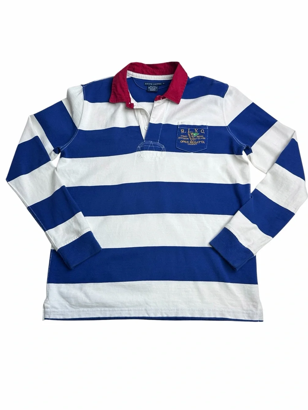 Vintage Women’s Polo Ralph Lauren Nautical Rugby Shirt Size Large Slim Fit - Picture 4 of 16